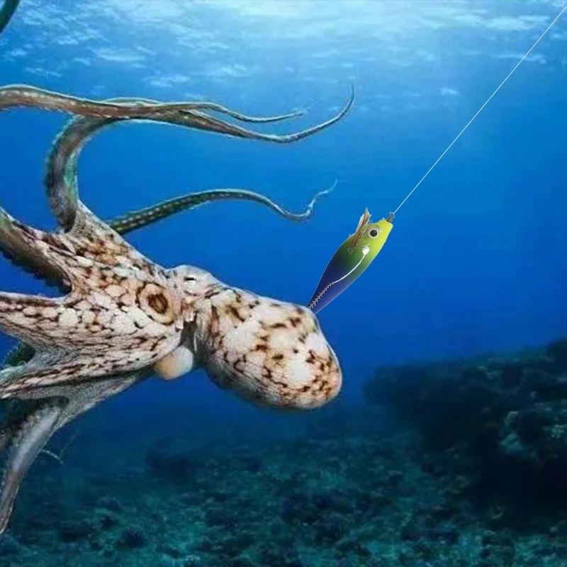 Webfoot Octopus Egi Squid Lure Luminous Horizontal Cuttlefish Octopus Bait Wood Shrimp Short Arm Octopus Egi Swimbait 쭈꾸미 에