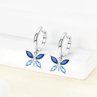 al 925 Sterling Silver Blue Zirconium Butterfly Earrings Colored Hoop Earrings Women Female Party Fine Earring Jewelry 6
