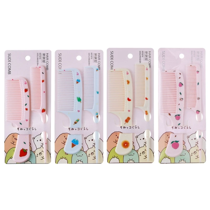 

2Pcs/set Kids Hairdressing Comb Anti-static Pointed Tail Comb for Girls Kids Fruit Patten Hair Comb Gift Drop shipping