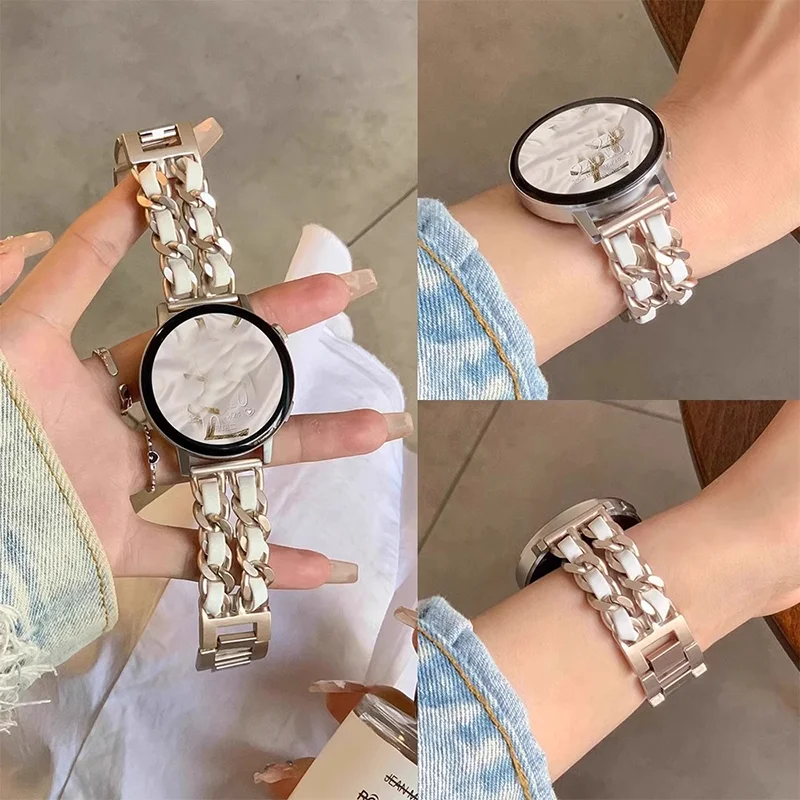 Luxury Leather and Metal Bracelet Watch Band - 20/22mm Premium Strap