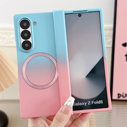 Dual Color Magnetic Liquid Silicone Phone Case - Gradient Design, Soft & Magsafe - Compatible Cover for Galaxy Z Fold 8 (Blue Pink)