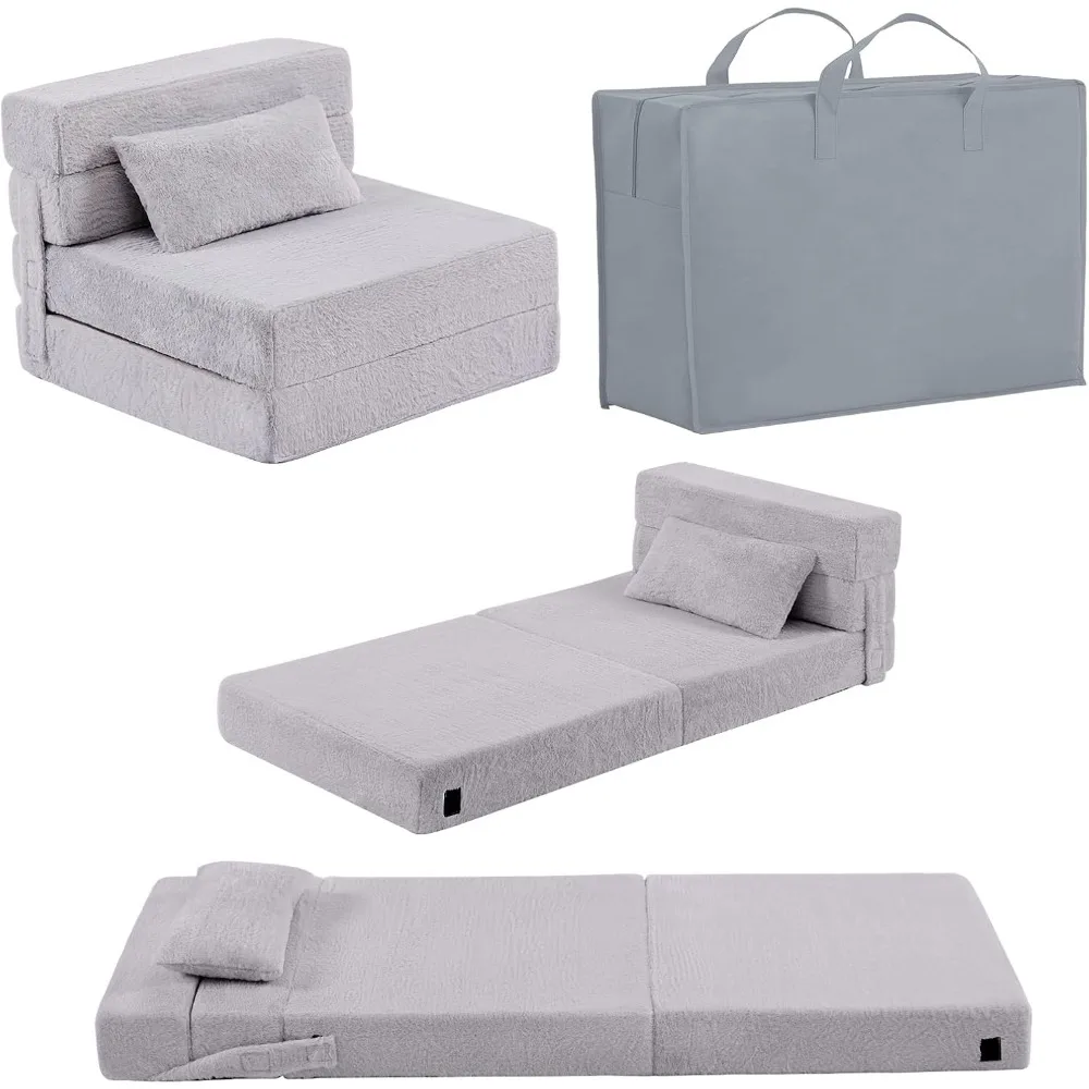Folding Sofa Bed Floor Mattress for Kids with Pillow, Toddler Washable Folding Floor Nap Mat for Sleeping Daycare 2