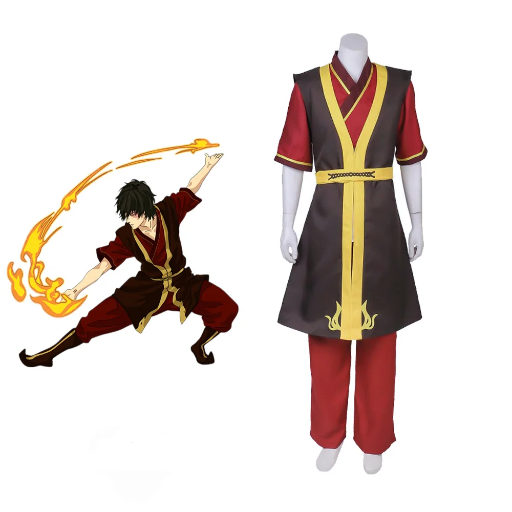 

Anime Avatar The Last Airbender Cosplay Costume Men's Fighter Suits Halloween Carnival Party Prince Zuko Role Playing Uniform