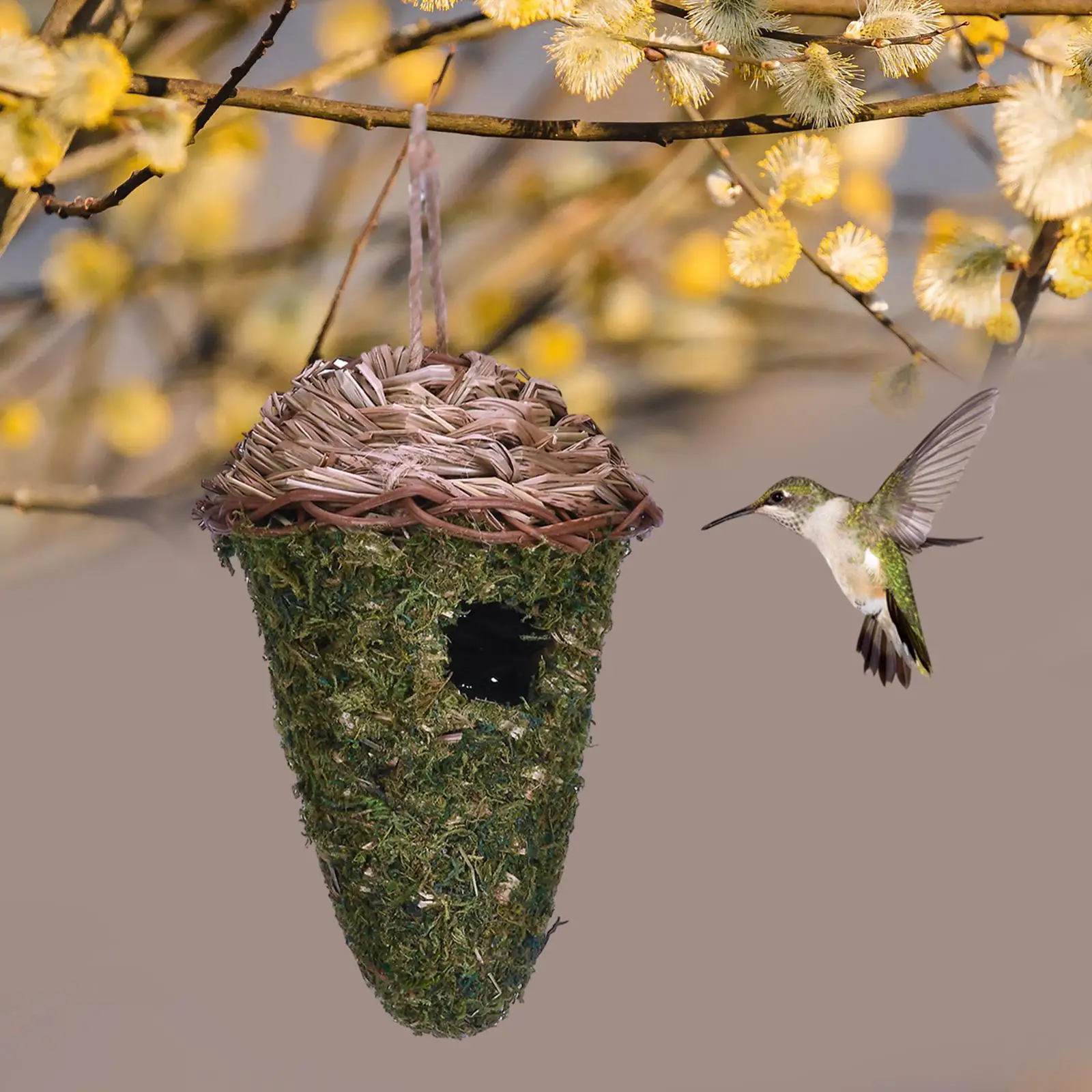 Nid d'oiseau extérieur en bois, cabane à oiseaux, maison de colibri,  dédouanement de accent d'oiseau sauvage, décor de nichoir de jardin,  artisanat à la maison, décor naturel - AliExpress