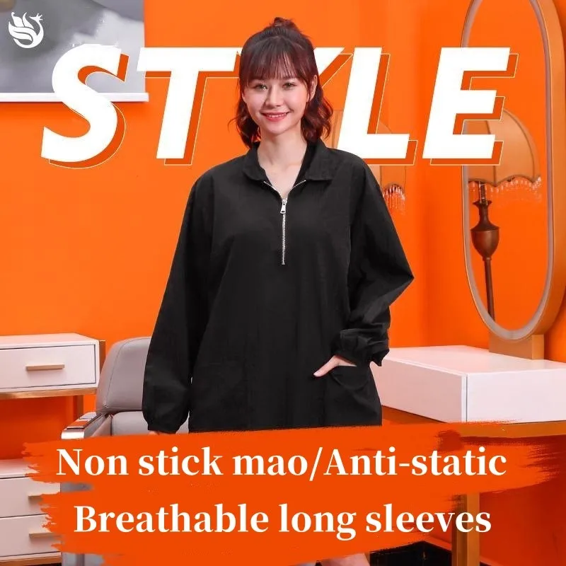 Long Sleeved Barber Shop Apron Hairdresser Non Stick Hair Anti-static Short Sleeved Pet Shop Beautician Assistant Work Clothes