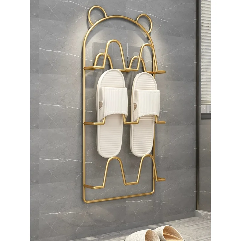 

Shoe rack bathroom slipper rack simple household wall-mounted punching-free dormitory indoor storage artifact bathroom