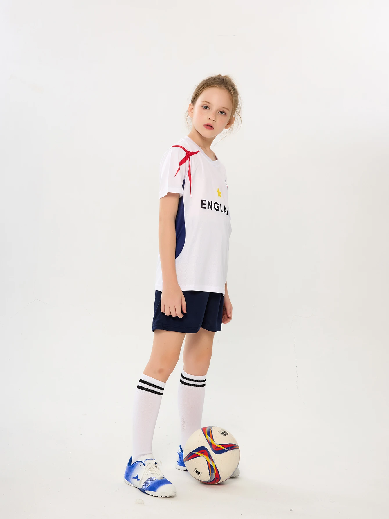 Suruida 24/25 Children England Soccer Jersey Quick-drying Boys and Girls Football Suits Kids sport wear