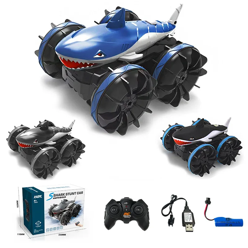 

1:24 Four-wheel Drive Amphibious Shark Head Stunt Car Gesture Sensing Drift Remote Control Drift Vehicle Model Toy Gift For Kids