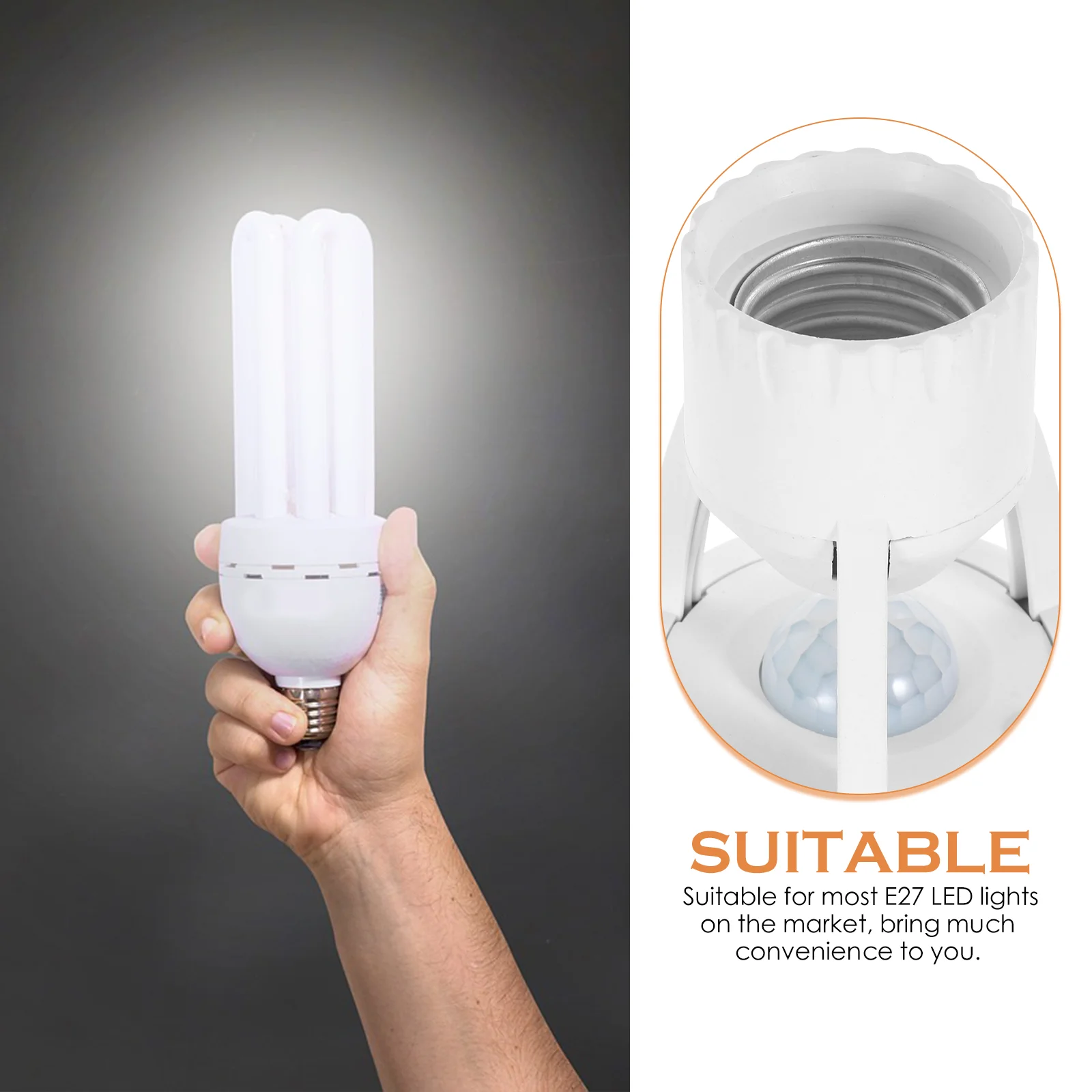 E27 Bulb Holder Motion Sensor Lamp Base Durable E14 Induction Light Converter To E27 Adapter Screw Mount Lighting