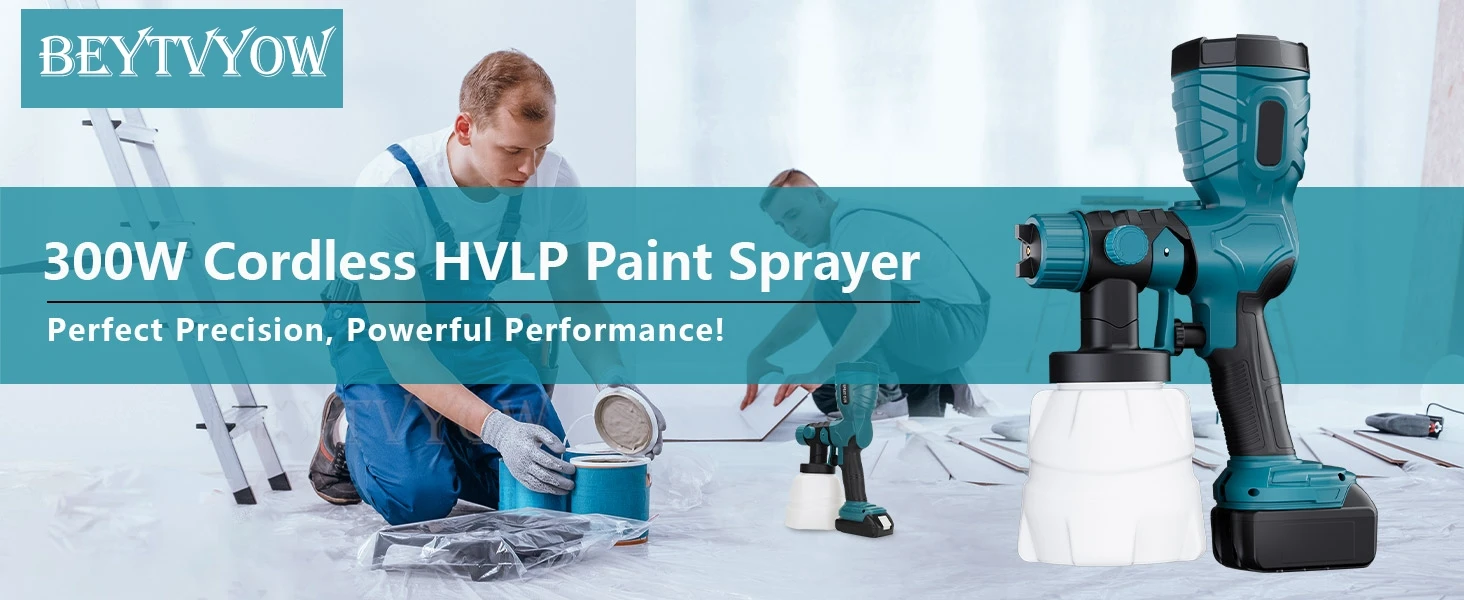 Beytvyow 1000ML Cordless paint Spray Gun for Makita 18V LXT Battery Brushless Mo