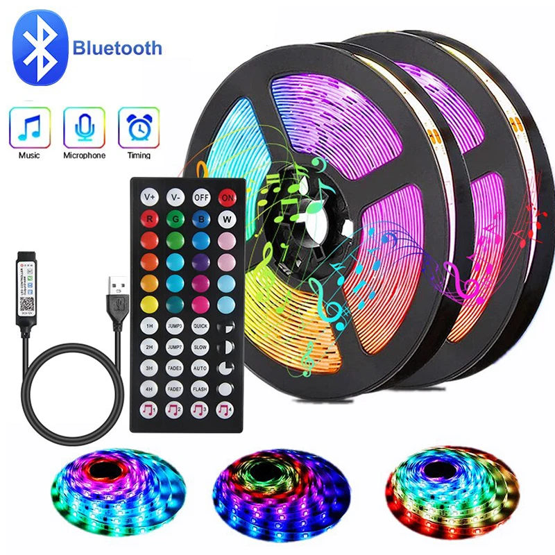 LED Strip Light for Room Christmas Decoration RGB 5050 Remote Control Music Bluetooth APP TV backlight Neon Party luces led bluetooth led strips smd5050 phone control neon ice lighting music sync lamp for bedroom decoration tv backlight dc5v room decor