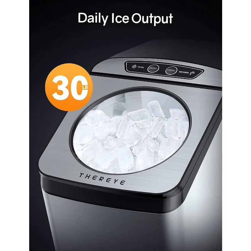  Thereye Countertop Nugget Ice Maker, Front-Loading Pebble Ice  Maker Machine, 30lbs Per Day, 2 Ways Water Refill, Self-Cleaning, Stainless  Steel Finish Ice Machine for Home Office Bar Party : Appliances