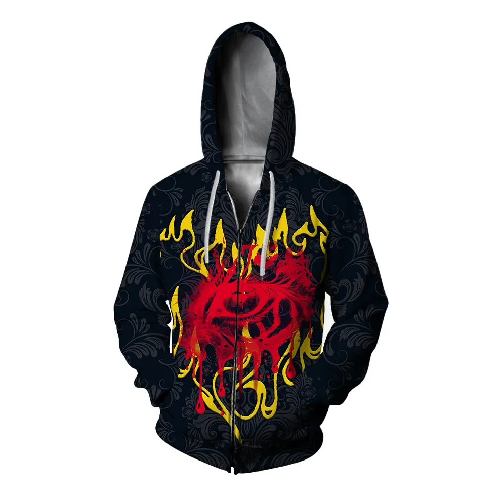Autumn Men's Sweat-shirt Skateboarding and Greedy Wolf Howling Moon Cool Printed Sweatshirt Zip Up Hoodies Men's Casual Hoodie