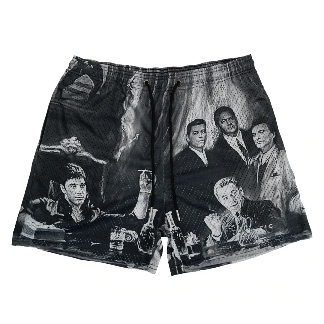 

Summer New men short pant Rose Design Casual Shorts Street Hip Hop Fitness Polyester Fast Dry Breathable Embroidery Men Shorts