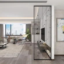  Iron screen partition wall light luxury stainless steel metal living room simple modern porch Chinese pattern hollowed-out 