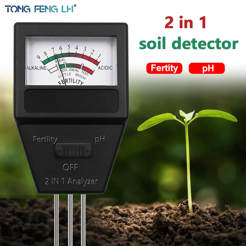 1 PC Soil Moisture Sensor Meter Plant Fertile pH Tester Monitor Fertility Acidity Alkali Test Soil Analyzer Gardening Detector