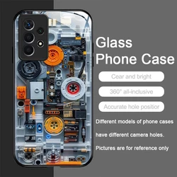 Creative Mechanical Circuit Board Glass Phone Case Cover for Huawei Nova 12 (PT-P1015T1)