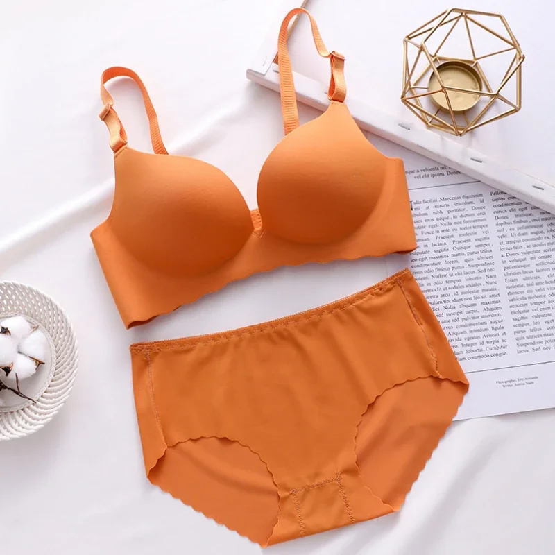 Sexy Push Up Bra Corset Wireless One-Piece Breathable Underwear Gathered Uphold Bra Set for Women Lingerie Seamless Bralette 6
