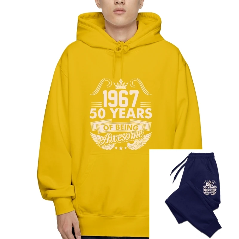 

Logo SweaHoody Sweatshirt Hoodie 100% Cotton Birthday 50 Years Awesome Since 1967 Crew Neck Warm Mens Sweatshirt Hoodie