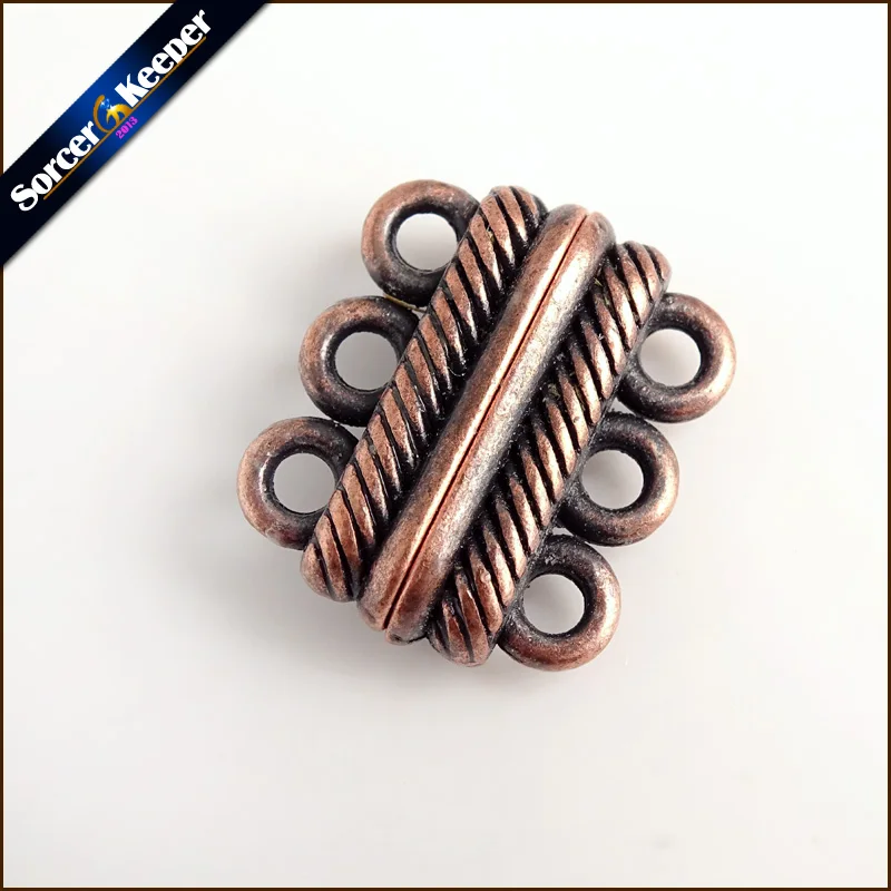 Schmuckherstellung Zubehör 5 Stück Gestreiftes Muster Geschnitzte 3-reihige Armband-Magnetverschlüsse 16 * 19 mm CSA53 – Detail 8
