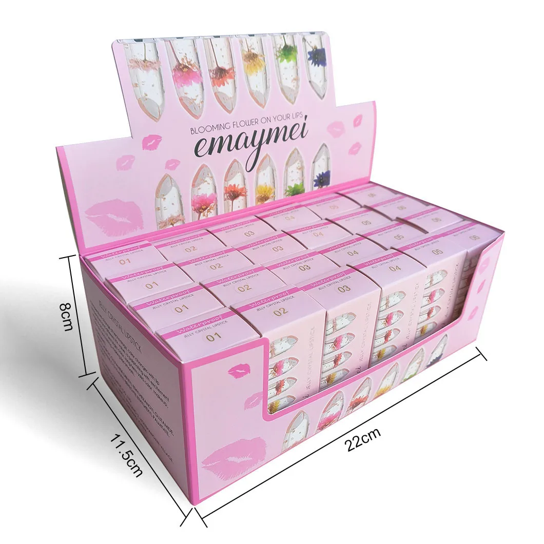 卸売 24 個リップクリームセット花ゼリー変色口紅長期的な保湿ゼリー