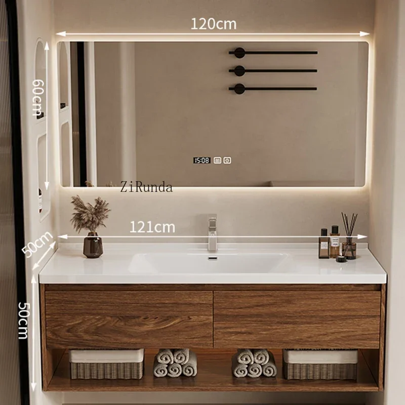 Nordic Style Smart Bathroom Cabinets Vanity with Sink Mirror Cabinets Moisture-proof Simple Home Furniture Muebles De Ba&ntilde;o FYBC