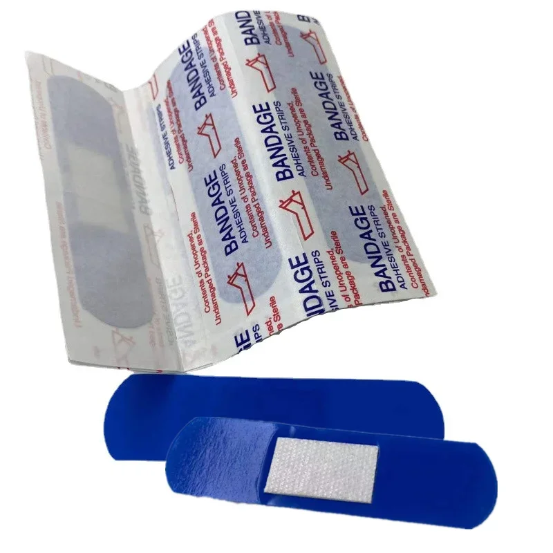 100pcs/set Blue Metal Detectable Band Aid for Chef Cook PE Waterproof Plaster First Aid Wound Dressing Patch Adhesive Bandages 3