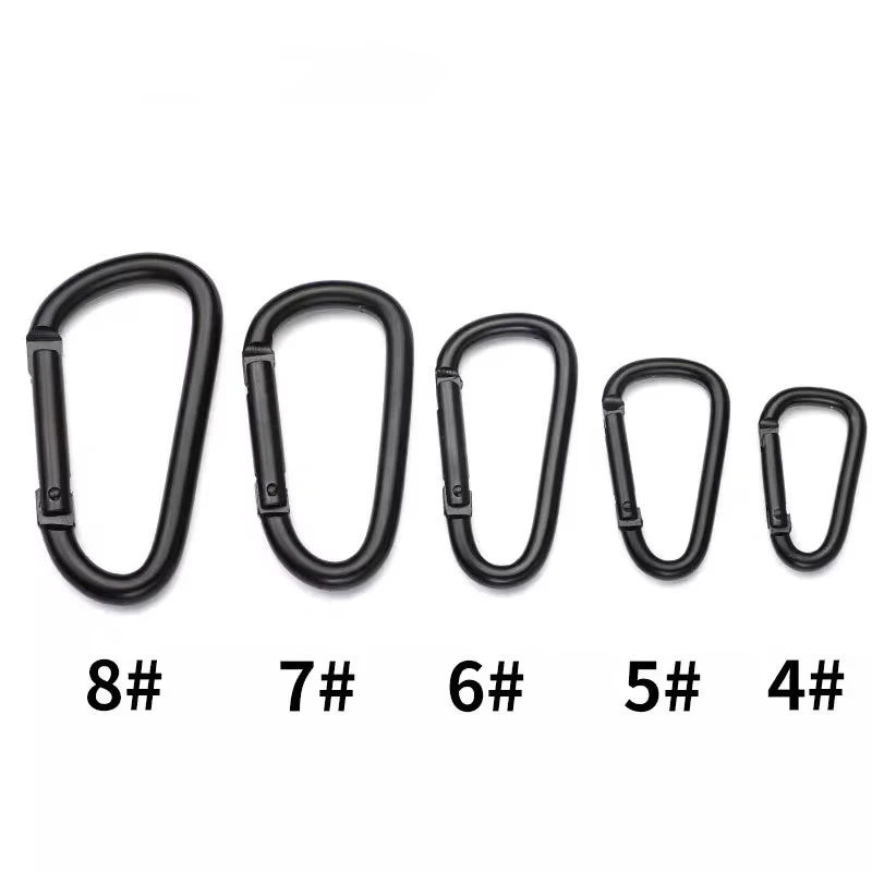 5Pcs 블랙 알루미늄 카라비너 ??D-링 열쇠 고리 클립 캠핑 열쇠 고리 스냅 후크 야외 여행 키트 캠핑 장비