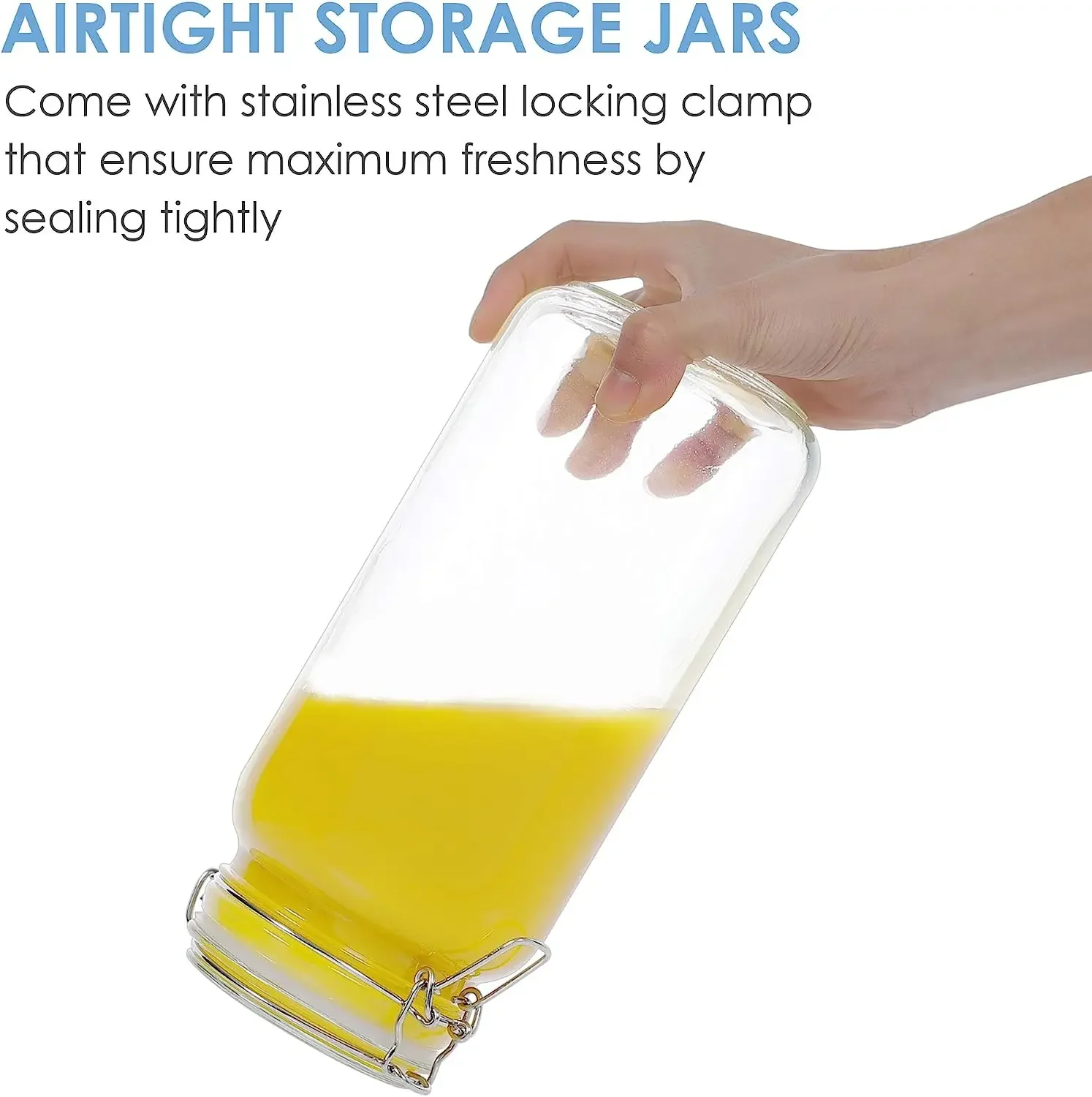 Food Storage Jars Glass Jars with Airtight Clamp Lids Wide Mouth Mason Jars Kitchen Canisters Glass Sealed Jar for Flour Cereal 2