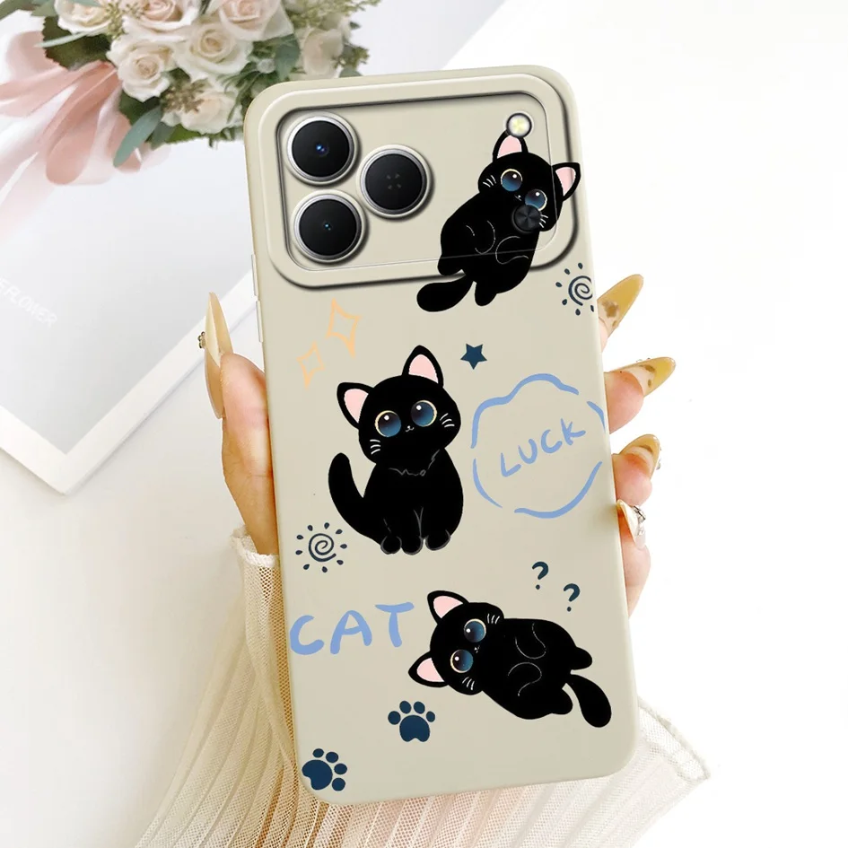 Cute Cartoon Cat Painted Soft Silicone Phone Case Cover