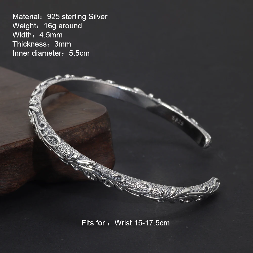 S925 Sterling Silver Bracelets Bangles for Men and Women