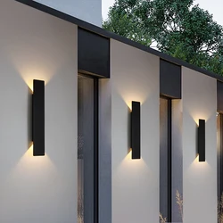 Outdoor Waterproof Wall Lamps Strip Aluminum Wall Lights 18W LED Black Wall Lamp Bedroom Exterior Outdoor Lighting Fixtures