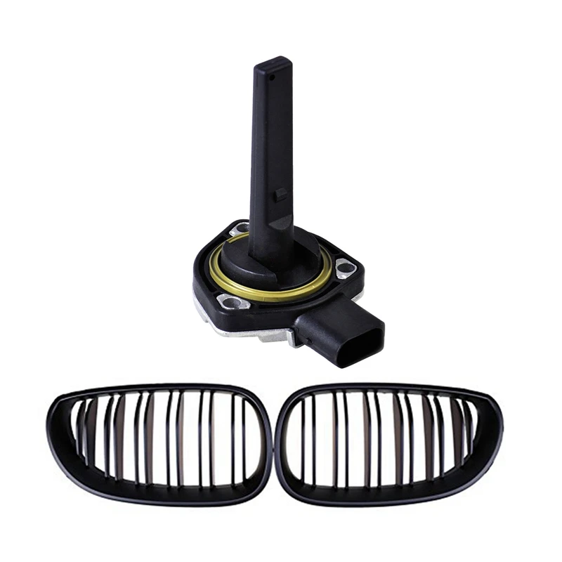 A63K-2 Pcs Front Bumper Hood Kidney Grill & 1 Pcs Oil Level Engine Sensor