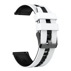 Waterproof Silicone 22mm Watch Strap Replacement Band for 22mm (White Black)