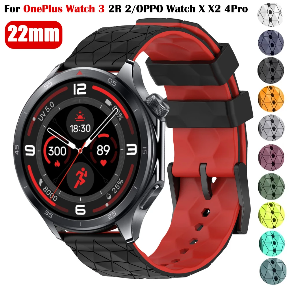 Football Pattern Silicone Sport Replacement Wristband - 22mm Strap in Vibrant Design