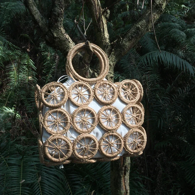 Wicker Woven Handbags for Women Rattan Hollow Straw Bags Handmade Beach Travel Shoulder Bags Casual Ladies' Purses Summer Fashio 2