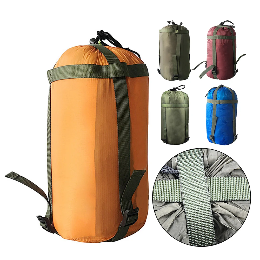 

1pc Sleeping Bag Compression Sack Nylon Silicone-coated Fabric Drawstring Storage Bags For Outdoor Camping Hiking Travelling