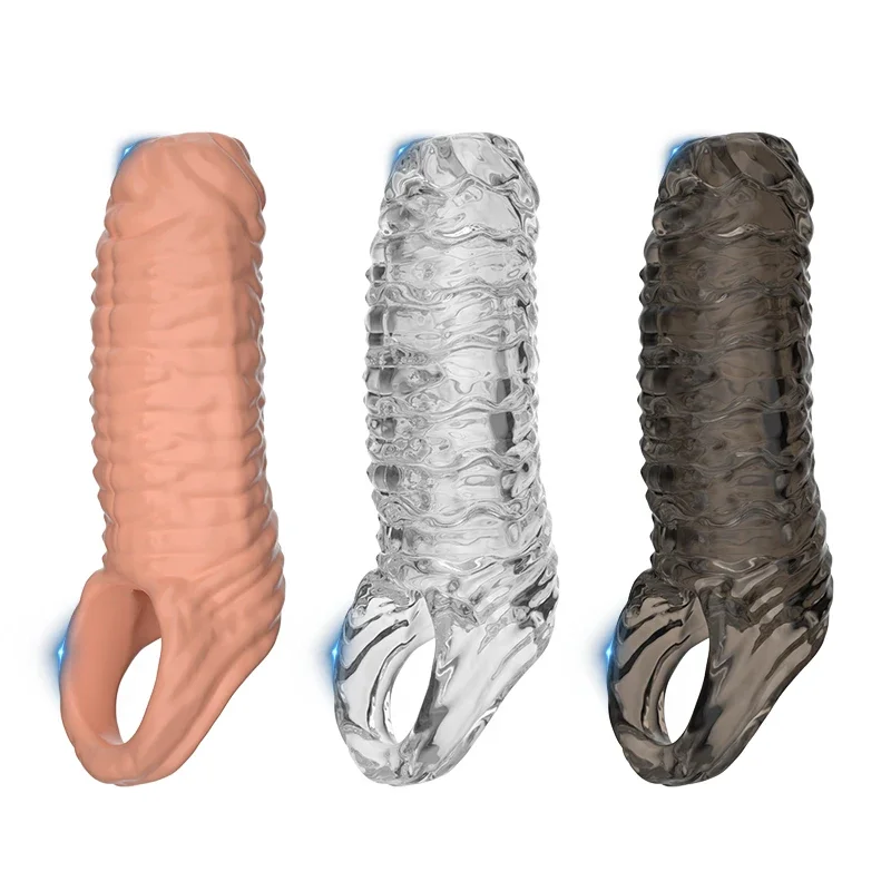 Reusable Penis Sleeve Cock Rings Delay Ejaculation Clit Stimulation Penis Enlargement Nozzle for Men