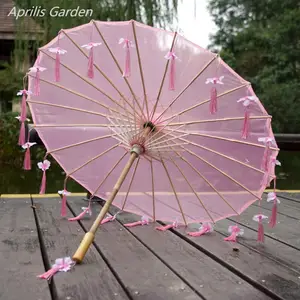 Chinese Silk Umbrella Anime Women Photography Cos Prop Antique Dance  Tassels Umbrella Transparent Japan Paper Wedding Parasol - AliExpress