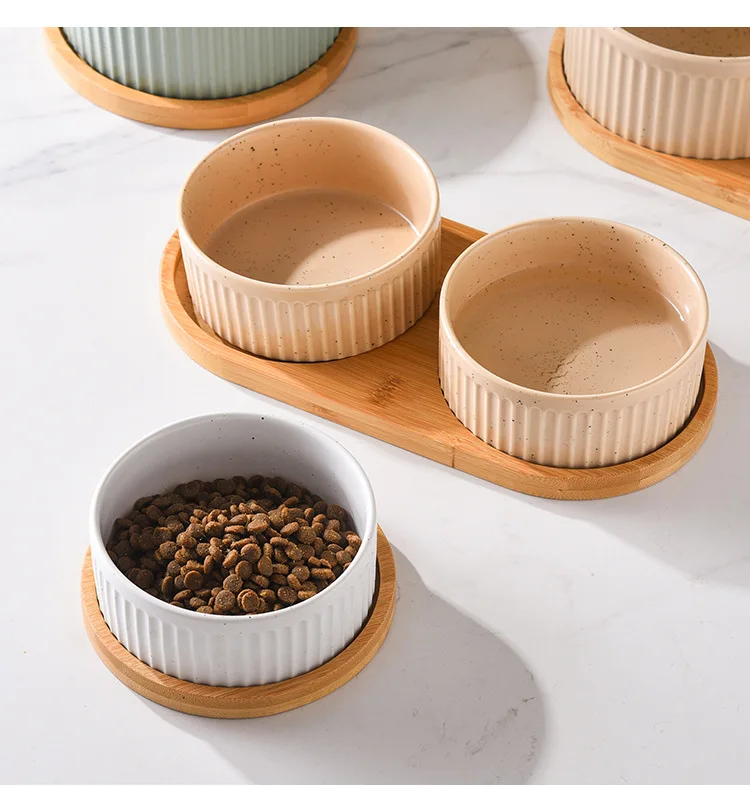 Bowl Double Triple Food Wood Pallet - PeticaDeals