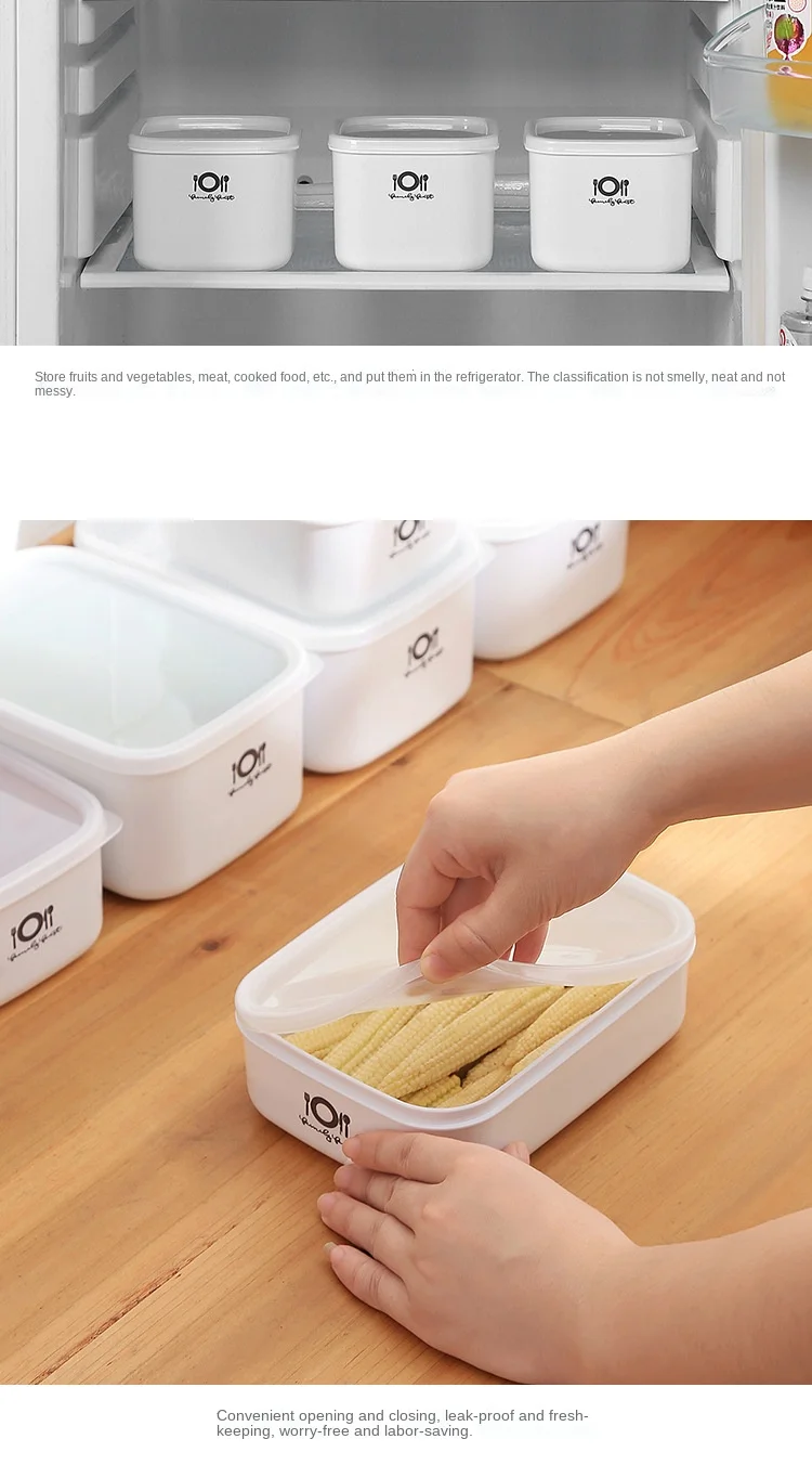 Boîte de rangement rectangulaire scellée pour réfrigérateur avec couvercle,  bac à légumes en plastique, boîte à lunch chauffée au micro-ondes -  AliExpress