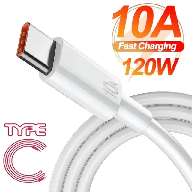 USB C 타입 고속 충전 케이블, 샤오미 삼성 데이터 전송 코드, 화웨이 메이트 40 50 휴대폰 120W, 10A
