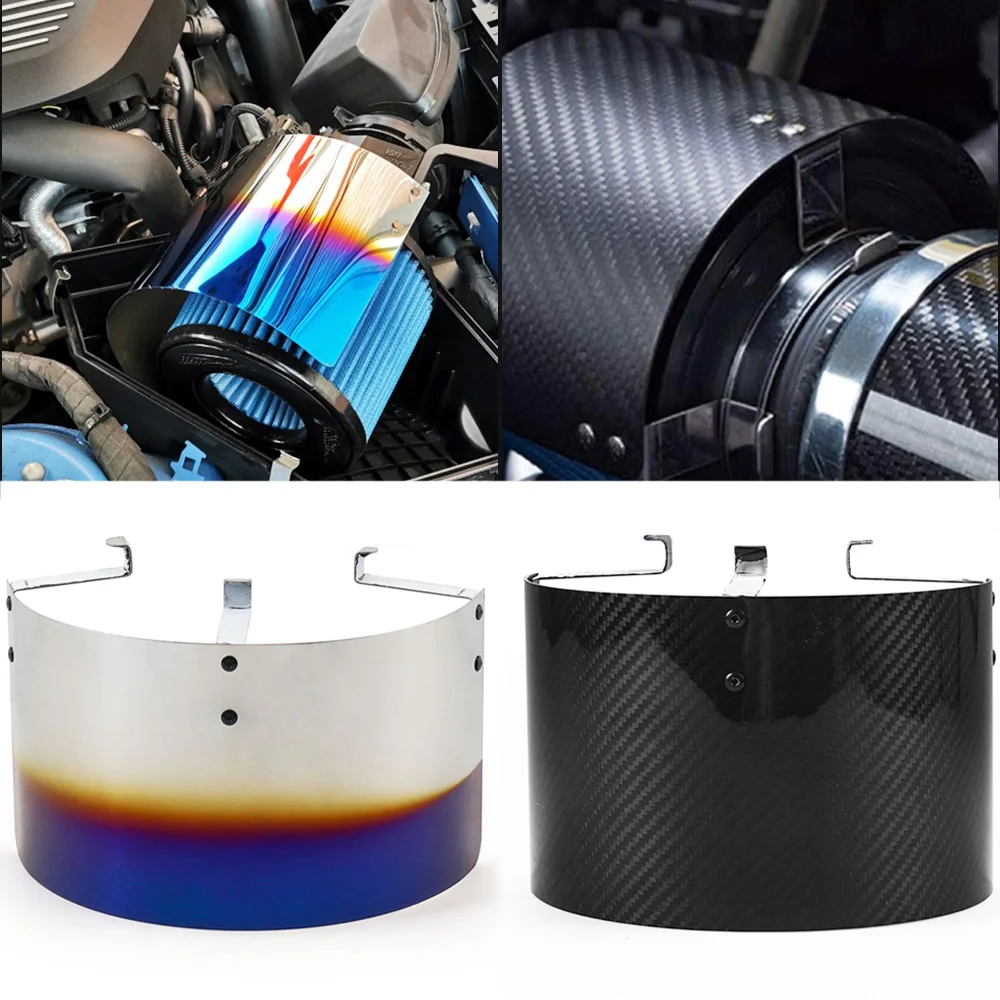 Universal Air Intake Filter Heat Shield Cover Car Cold Cone Sport Air Filter Cover For 2.5