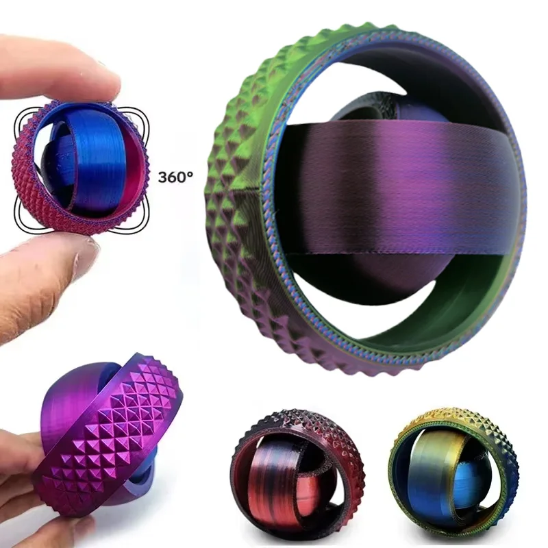 3D Printed Rotating Ball Toys O-Shaped Universal Fingertip Gyroscope Gravity Rotation Anxiety Relief Decompression Spiner Toys