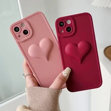 

For iPhone 13 Pro Max Shockproof 3D Love Heart Phone Case For iPhone 11 12 Pro Max Luxury Soft Solicone Protection Back Cover