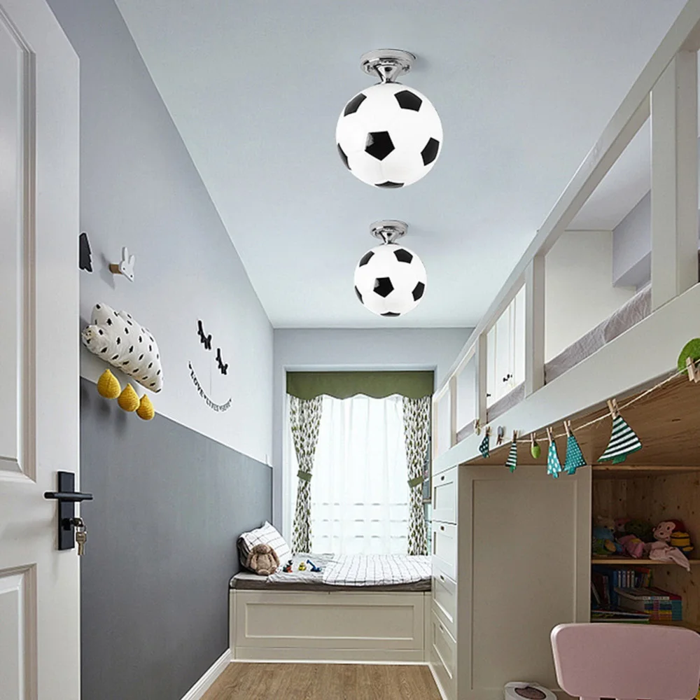 Soccer Ball LED Ceiling Lights 220V E27 Football Bar Club Ceiling Lamp Creative Kids Boy's Bedroom Decoration Light Chandelier led ceiling light led light ceiling light module
