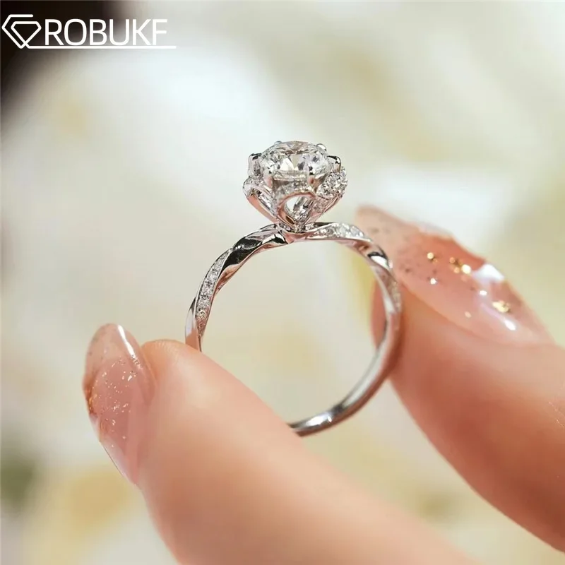 

GRA Certified 1-3CT Real Moissanite Rings For Woman D Color VVS1 Lab Diamond S925 Sliver Engagement Promise Wedding Band Jewelry