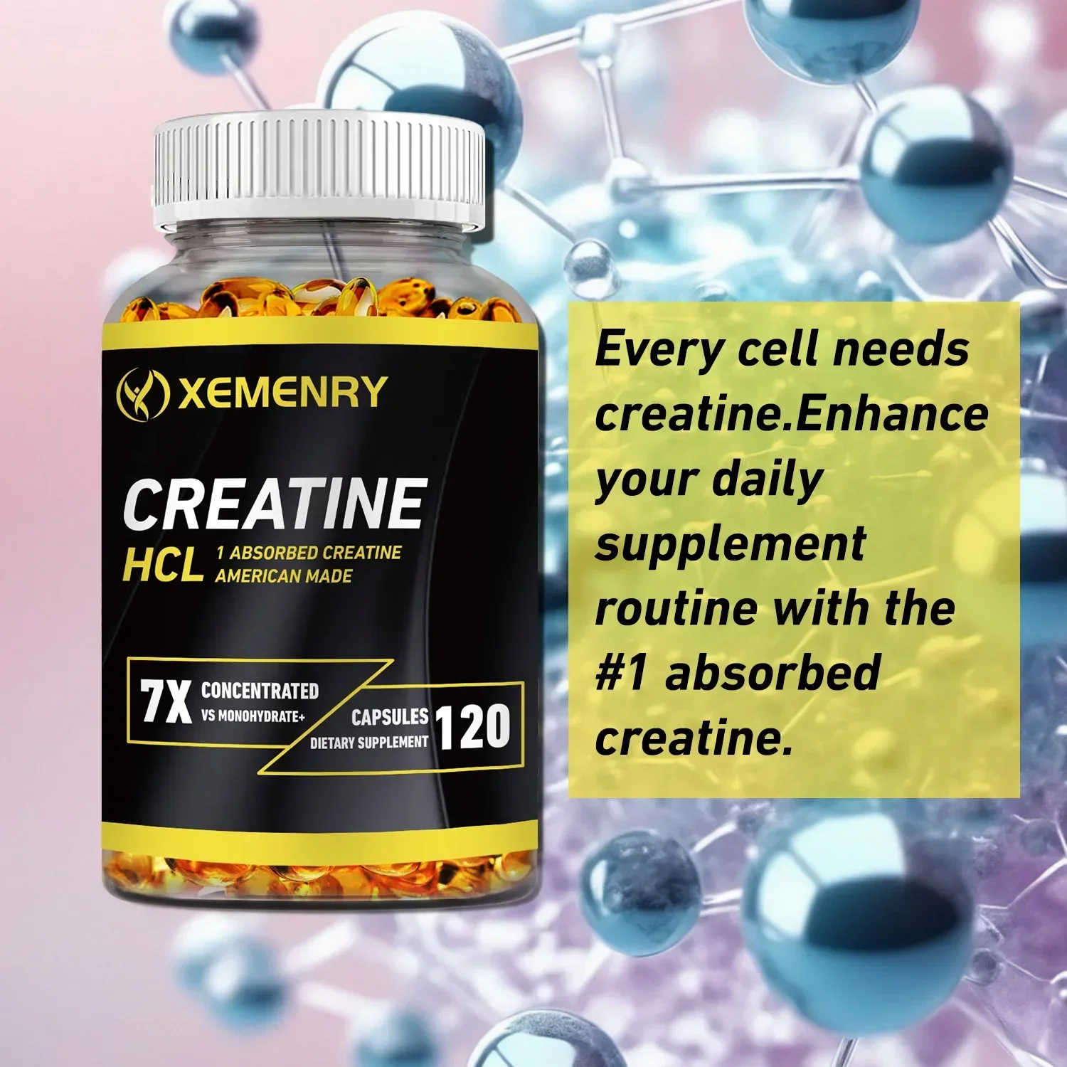 Creatine HCl-Boost Muscle Strength and Energy Support Muscle Growth, Endurance, Enhances Immunity