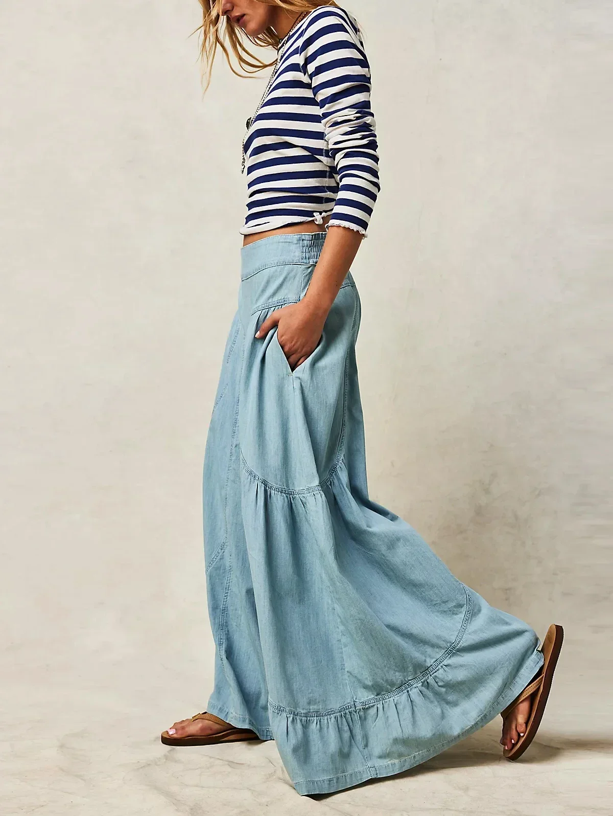 Women's Pants High Waisted Elastic Waist Loose Women's Wide Leg Pants Patchwork High Street Solid Color Spring Women's Pants