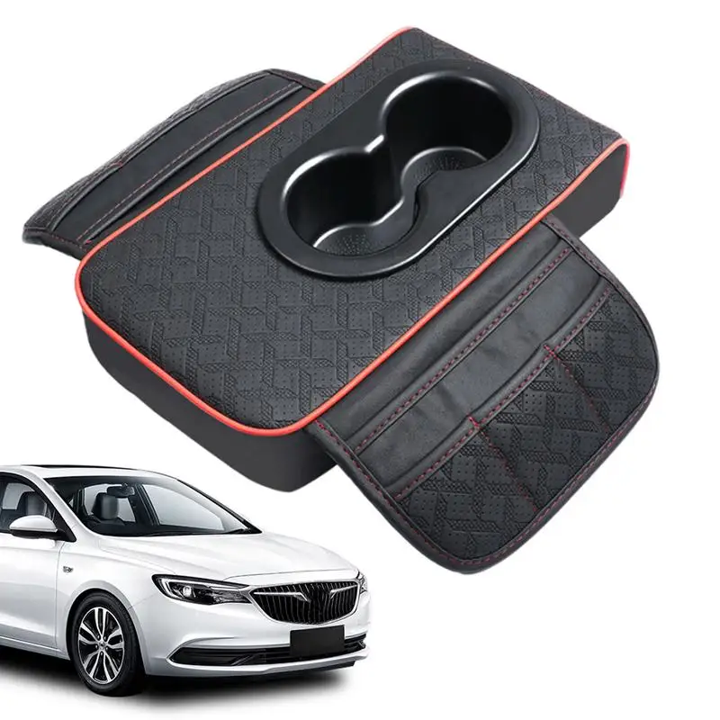 thumbnail image 1 of Funda para reposabrazos de coche, impermeable, funda para consola central, de piel sintética, con portavasos, accesorios para el interior del coche, 1 of 4